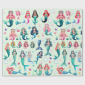 Leuke Zeemeermin Meisjes Sealife Fantasy Sprookjes Cadeaupapier (Vlak)