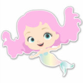 Leuke zeemeermin met roze haar sticker (Voorkant)