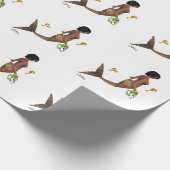 Leuke zeemeermin met zeepaardjes cadeaupapier (Hoek)