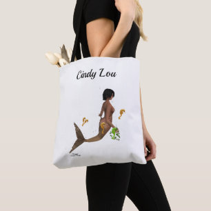 Leuke zeemeermin met zeepaardjes Canvas tas