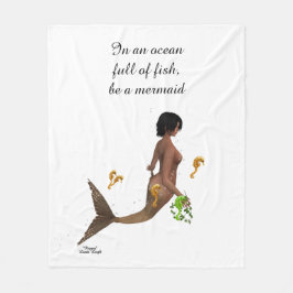 Leuke zeemeermin met zeepaardjes fleece deken
