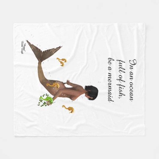 Leuke zeemeermin met zeepaardjes fleece deken (Voorkant (Horizontaal))