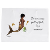 Leuke zeemeermin met zeepaardjes geschenkzak groot cadeauzakje (Achterkant)