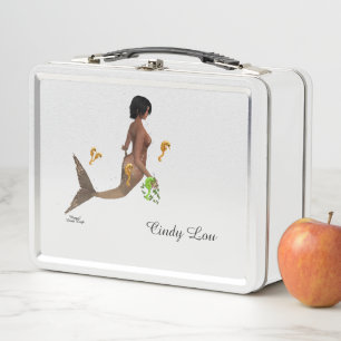 Leuke zeemeermin met zeepaardjes metalen lunchbox