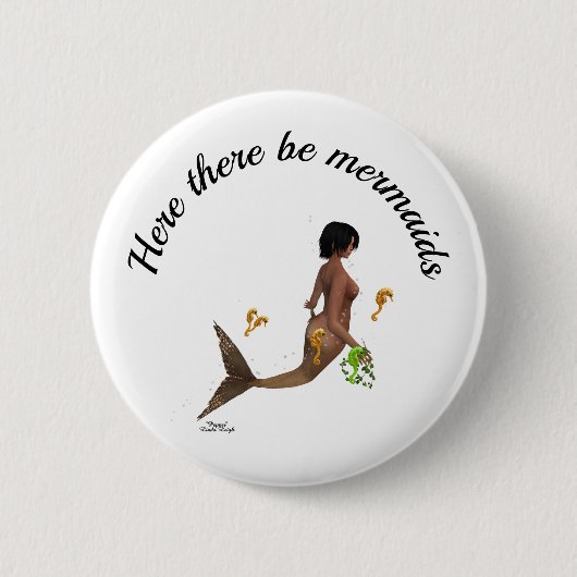 Leuke zeemeermin met zeepaardjes pin Button (Voorkant)