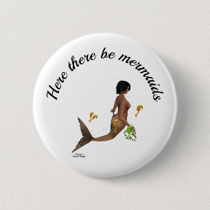 Leuke zeemeermin met zeepaardjes pin Button