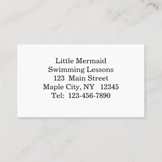 Leuke zeemeermin met zeepaardjes Visitekaartje (Achterkant)