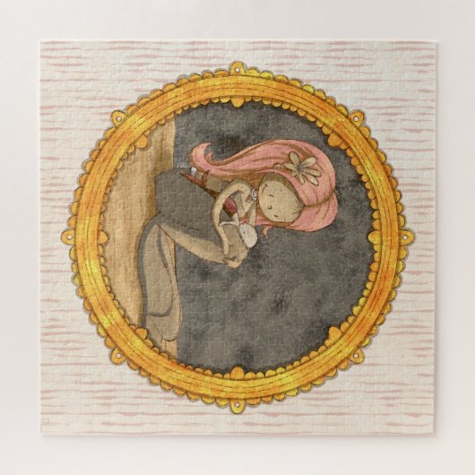 Leuke Zeemeermin Moeder en Baby Portretillustratie Legpuzzel (Horizontaal)