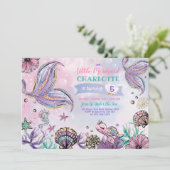 Leuke zeemeermin onder het Zee Verjaardagsfeest Kaart (Staand voorkant)