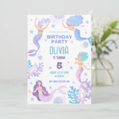 Leuke zeemeermin onder het Zee Verjaardagsfeest Kaart (Staand voorkant)