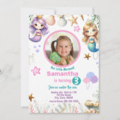 Leuke zeemeermin onder het Zee Verjaardagsuitnodig Kaart (Voorkant)