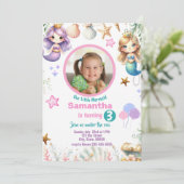 Leuke zeemeermin onder het Zee Verjaardagsuitnodig Kaart (Staand voorkant)