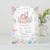 Leuke zeemeermin onder het Zee Zwembad Party Verja Kaart (Staand voorkant)