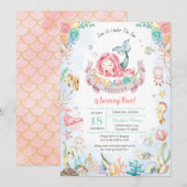 Leuke zeemeermin onder het Zee Zwembad Party Verja Kaart (Voorkant / Achterkant)