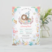 Leuke zeemeermin onder het Zee Zwembad Party Verja Kaart (Staand voorkant)