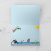 Leuke Zeemeermin op het strand Verjaardag Kaart (Binnen)