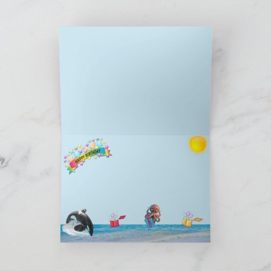 Leuke Zeemeermin op het strand Verjaardag Kaart (Binnen)