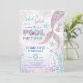 Leuke Zeemeermin Pool Party Onder het Zee Verjaard Kaart (Staand voorkant)