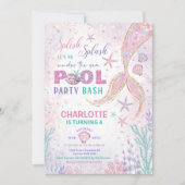 Leuke Zeemeermin Pool Party Onder het Zee Verjaard Kaart (Voorkant)
