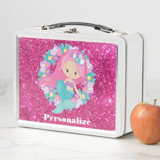 Leuke  Zeemeermin Roze Glitter Gepersonaliseerd (In situ)