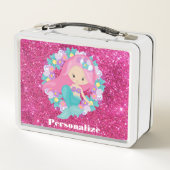 Leuke  Zeemeermin Roze Glitter Gepersonaliseerd (Achterkant)