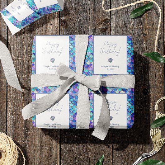 Leuke zeemeermin schalen patroon kleine meisjes ve cadeaupapier