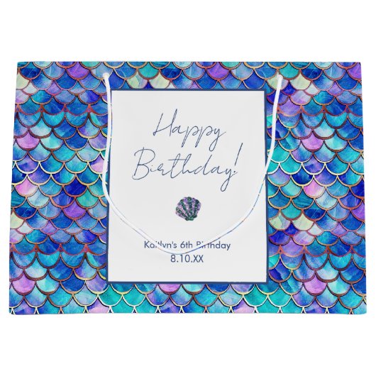 Leuke zeemeermin schalen patroon kleine meisjes ve groot cadeauzakje (Voorkant)