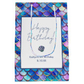 Leuke zeemeermin schalen patroon kleine meisjes ve medium cadeauzakje (Achterkant)