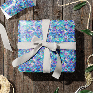 Leuke zeemeermin schalen patroon meisjes verjaarda cadeaupapier