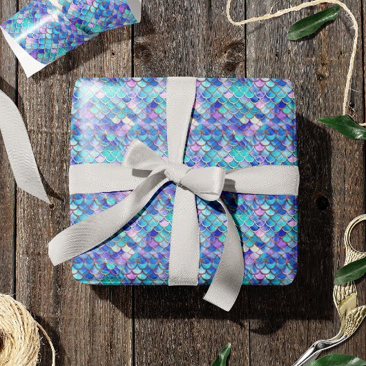 Leuke zeemeermin schalen patroon meisjes verjaarda cadeaupapier