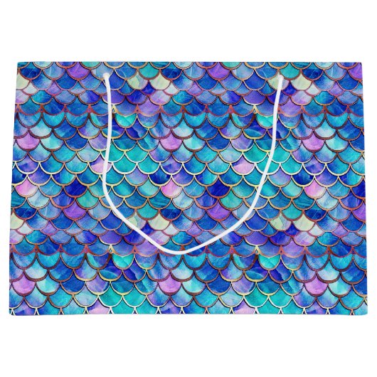 Leuke zeemeermin schalen patroon meisjes verjaarda groot cadeauzakje (Voorkant)