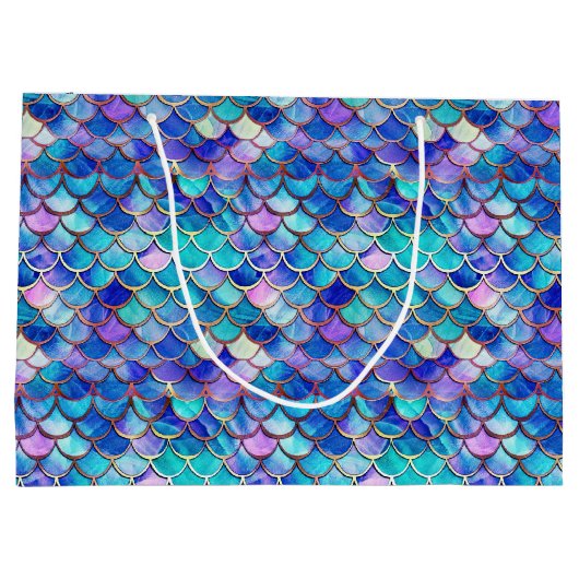 Leuke zeemeermin schalen patroon meisjes verjaarda groot cadeauzakje (Achterkant)