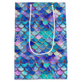 Leuke zeemeermin schalen patroon meisjes verjaarda medium cadeauzakje (Achterkant)