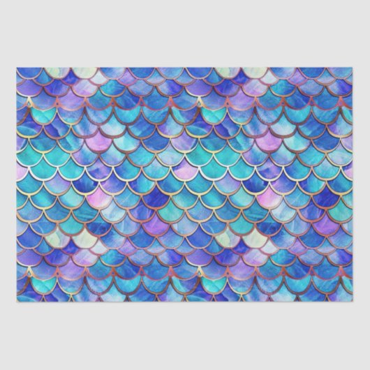 Leuke zeemeermin schalen patroon meisjes verjaarda tissuepapier (Voorkant)