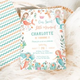 Leuke Zeemeermin Verjaardag Onder het Zee Baby Mei Kaart