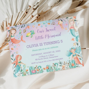 Leuke Zeemeermin Verjaardag Onder het Zee Pool Par Kaart