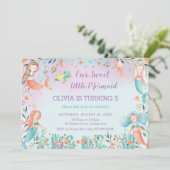 Leuke Zeemeermin Verjaardag Onder het Zee Pool Par Kaart (Staand voorkant)