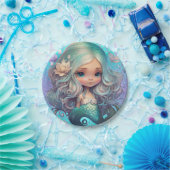 Leuke Zeemeermin Zee Blauwe Paarse Schalen Papieren Bordje (Feest)