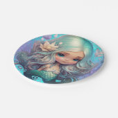 Leuke Zeemeermin Zee Blauwe Paarse Schalen Papieren Bordje (Gekanteld)