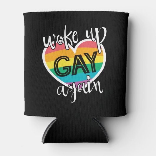 Leuke zelf-ironische pride maand wakker gay weer blikjeskoeler (Voorkant)