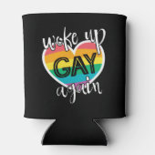 Leuke zelf-ironische pride maand wakker gay weer blikjeskoeler (Achterkant)