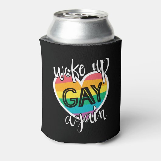 Leuke zelf-ironische pride maand wakker gay weer blikjeskoeler (Blikje Achterkant)