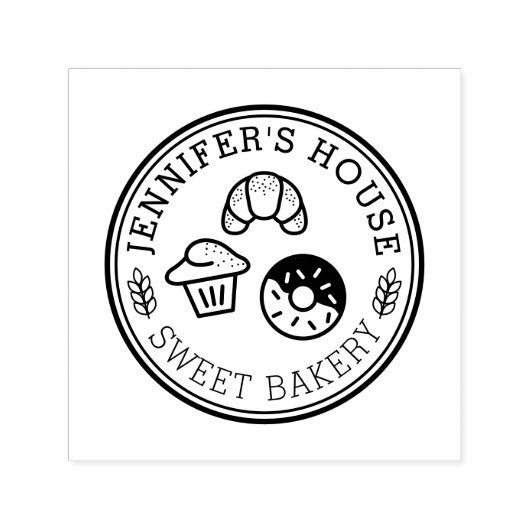 Leuke zelfgemaakte bakkerij gepersonaliseerde Logo Zelfinktende Stempel (Design)