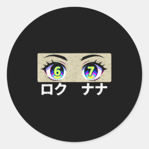 Leuke Zes Zeven Meme 6 En 7 In Japanse Anime Ogen  Ronde Sticker