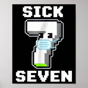 Leuke Zieke Zeven Pixel Meme Halloween Kostuum Woo Poster