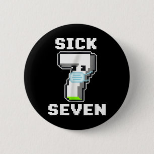 Leuke Zieke Zeven Pixel Meme Halloween Kostuum Woo Ronde Button 5,7 Cm