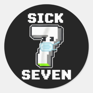 Leuke Zieke Zeven Pixel Meme Halloween Kostuum Woo Ronde Sticker