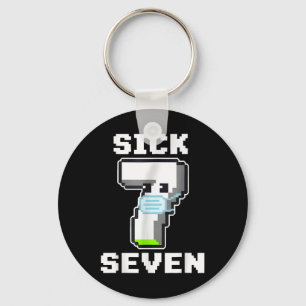 Leuke Zieke Zeven Pixel Meme Halloween Kostuum Woo Sleutelhanger