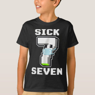 Leuke Zieke Zeven Pixel Meme Halloween Kostuum Woo T-shirt