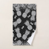 Leuke Zilveren Ananas met Zilveren Glitter Bad Handdoek (Handdoek)